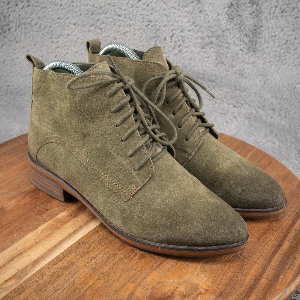 Seychelles Olive Green Suede Lace-Up Ankle Boots Size‎ 7